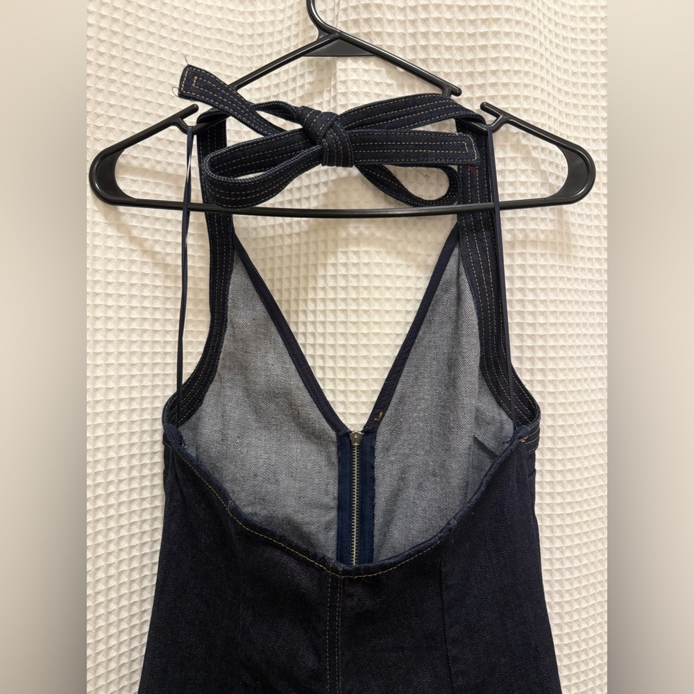 Zara Dark Blue Denim Straight Leg Jumpsuit - size small - like new! - Picture 8 of 12